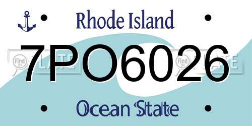 7PO6026 Rhode Island License Plate