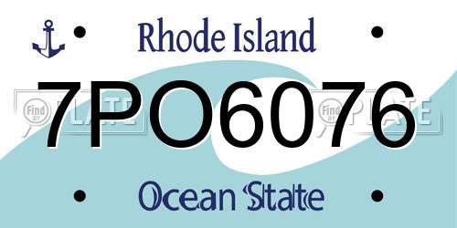 7PO6076 Rhode Island License Plate