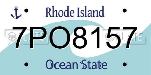 7PO8157 Rhode Island License Plate