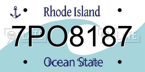 7PO8187 Rhode Island License Plate