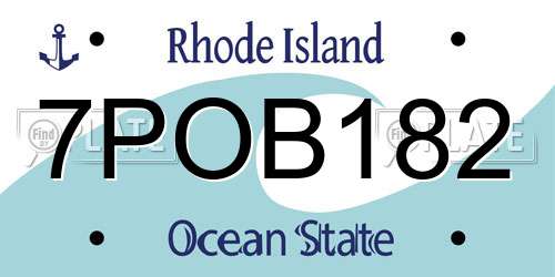 7POB182 Rhode Island License Plate