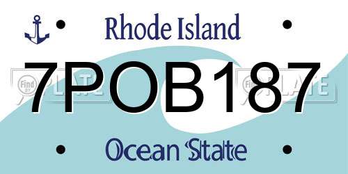 7POB187 Rhode Island License Plate