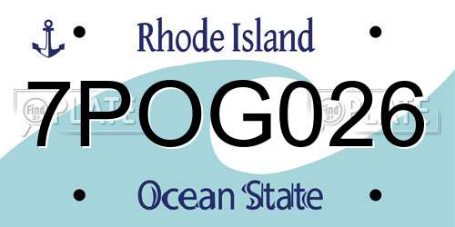 7POG026 Rhode Island License Plate