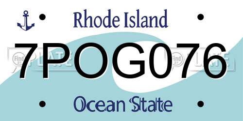 7POG076 Rhode Island License Plate