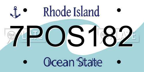 7POS182 Rhode Island License Plate