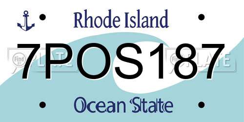 7POS187 Rhode Island License Plate