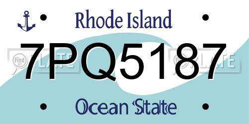 7PQ5187 Rhode Island License Plate