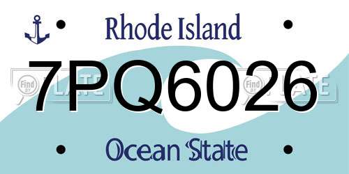 7PQ6026 Rhode Island License Plate