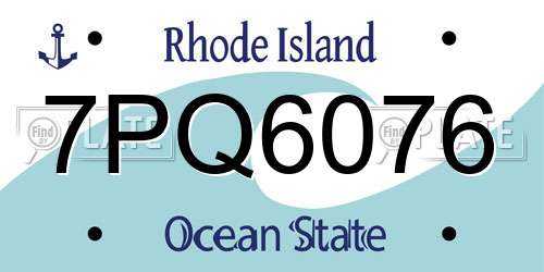 7PQ6076 Rhode Island License Plate