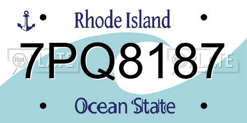 7PQ8187 Rhode Island License Plate