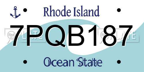 7PQB187 Rhode Island License Plate