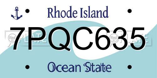 7PQC635 Rhode Island License Plate