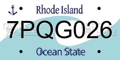 7PQG026 Rhode Island License Plate