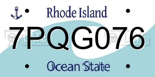 7PQG076 Rhode Island License Plate