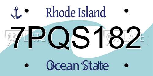 7PQS182 Rhode Island License Plate