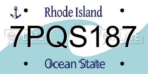 7PQS187 Rhode Island License Plate