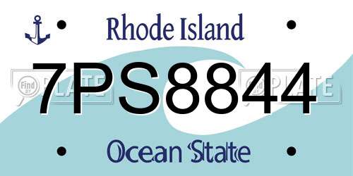 7PS8844 Rhode Island License Plate