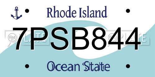 7PSB844 Rhode Island License Plate