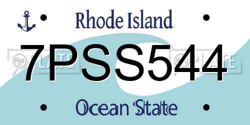 7PSS544 Rhode Island License Plate