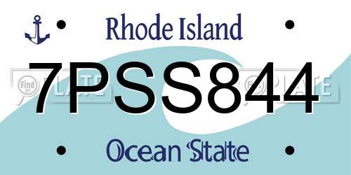 7PSS844 Rhode Island License Plate