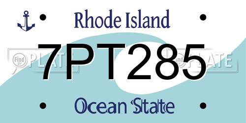 7PT285 Rhode Island License Plate