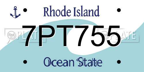 7PT755 Rhode Island License Plate