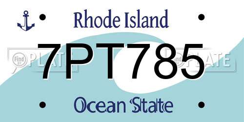 7PT785 Rhode Island License Plate