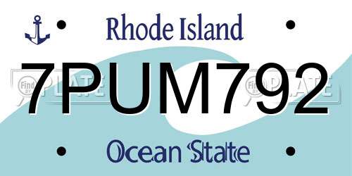 7PUM792 Rhode Island License Plate