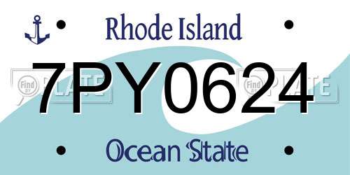 7PY0624 Rhode Island License Plate