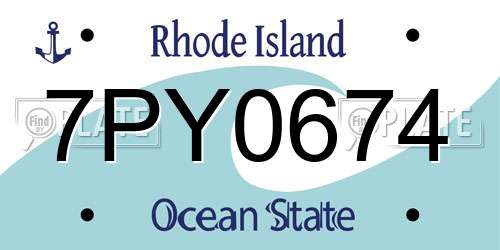 7PY0674 Rhode Island License Plate