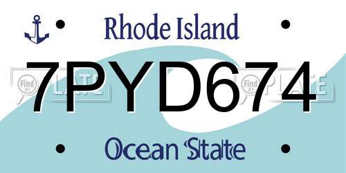 7PYD674 Rhode Island License Plate