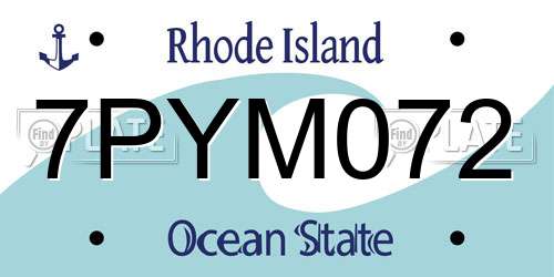 7PYM072 Rhode Island License Plate