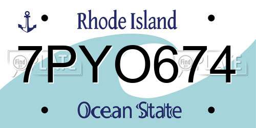 7PYO674 Rhode Island License Plate