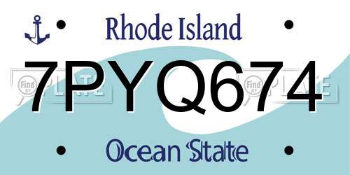 7PYQ674 Rhode Island License Plate
