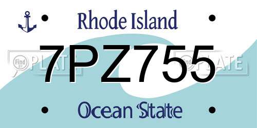 7PZ755 Rhode Island License Plate