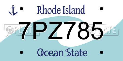 7PZ785 Rhode Island License Plate