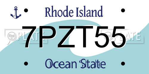 7PZT55 Rhode Island License Plate