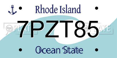 7PZT85 Rhode Island License Plate