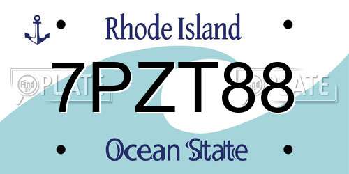 7PZT88 Rhode Island License Plate