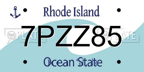 7PZZ85 Rhode Island License Plate