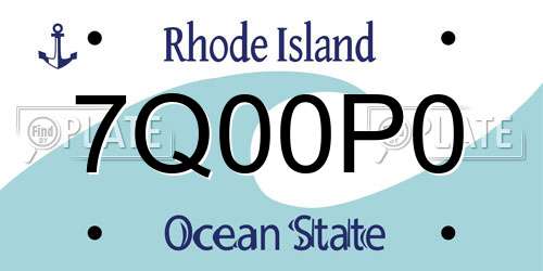 7Q00P0 Rhode Island License Plate