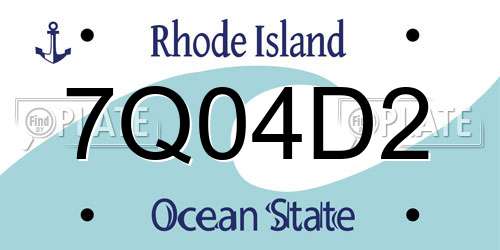 7Q04D2 Rhode Island License Plate
