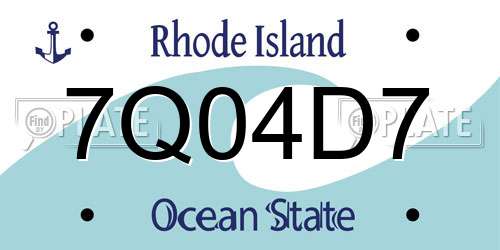 7Q04D7 Rhode Island License Plate