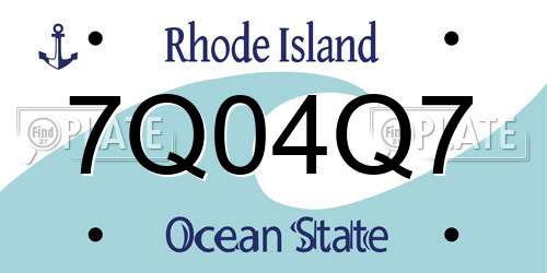 7Q04Q7 Rhode Island License Plate