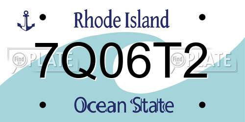 7Q06T2 Rhode Island License Plate