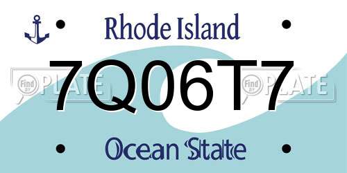 7Q06T7 Rhode Island License Plate
