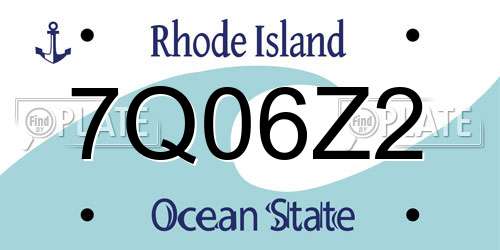 7Q06Z2 Rhode Island License Plate