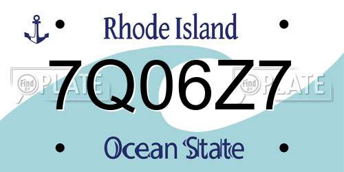 7Q06Z7 Rhode Island License Plate
