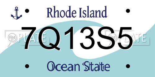 7Q13S5 Rhode Island License Plate