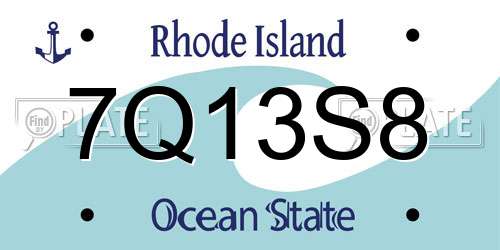 7Q13S8 Rhode Island License Plate